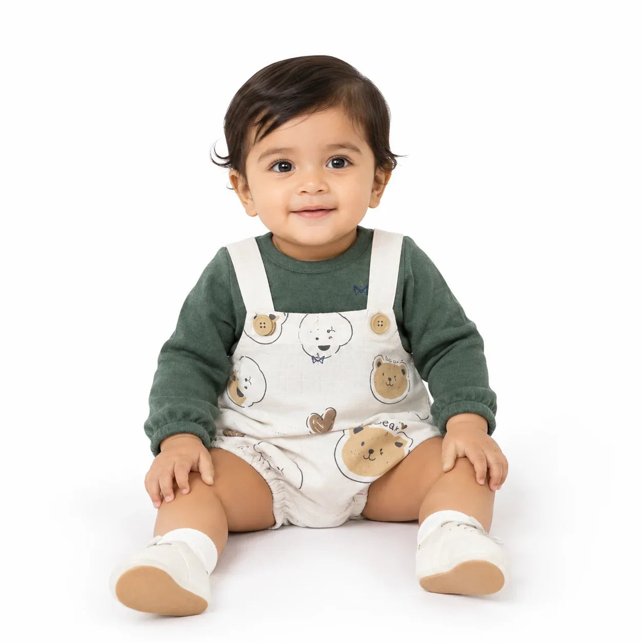 Baby Dungaree Style Romper With Inner Top